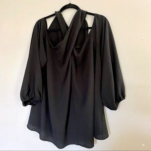 Chic Soul Plus Size Off the Shoulder Black Blouse